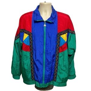Vintage Casual Isle Multi-Colored Zipper Jacket L